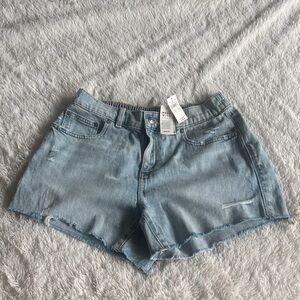 aerie Light Wash Distressed Denim Shorts